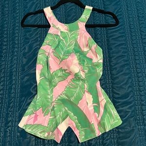 Pinup girl tropical leaves shirt